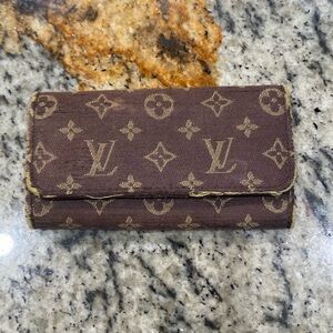 Louis Vuitton four key ring holder denim brown H